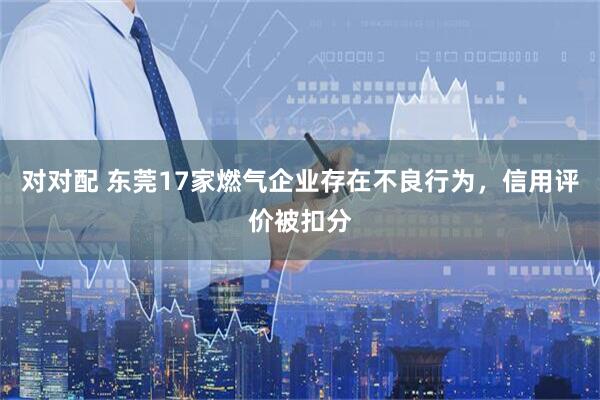 对对配 东莞17家燃气企业存在不良行为，信用评价被扣分